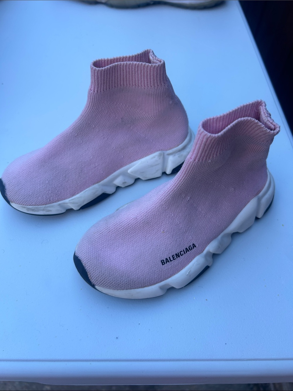 Balenciaga Kids Pink Knit Sock Sneakers with White Sole